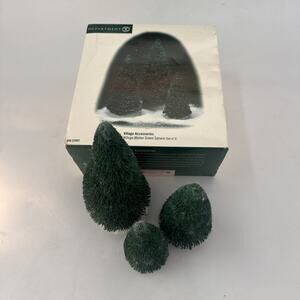 Dept 56 Winter Green Spruce Set of 3 Trees Christmas Village Accessories